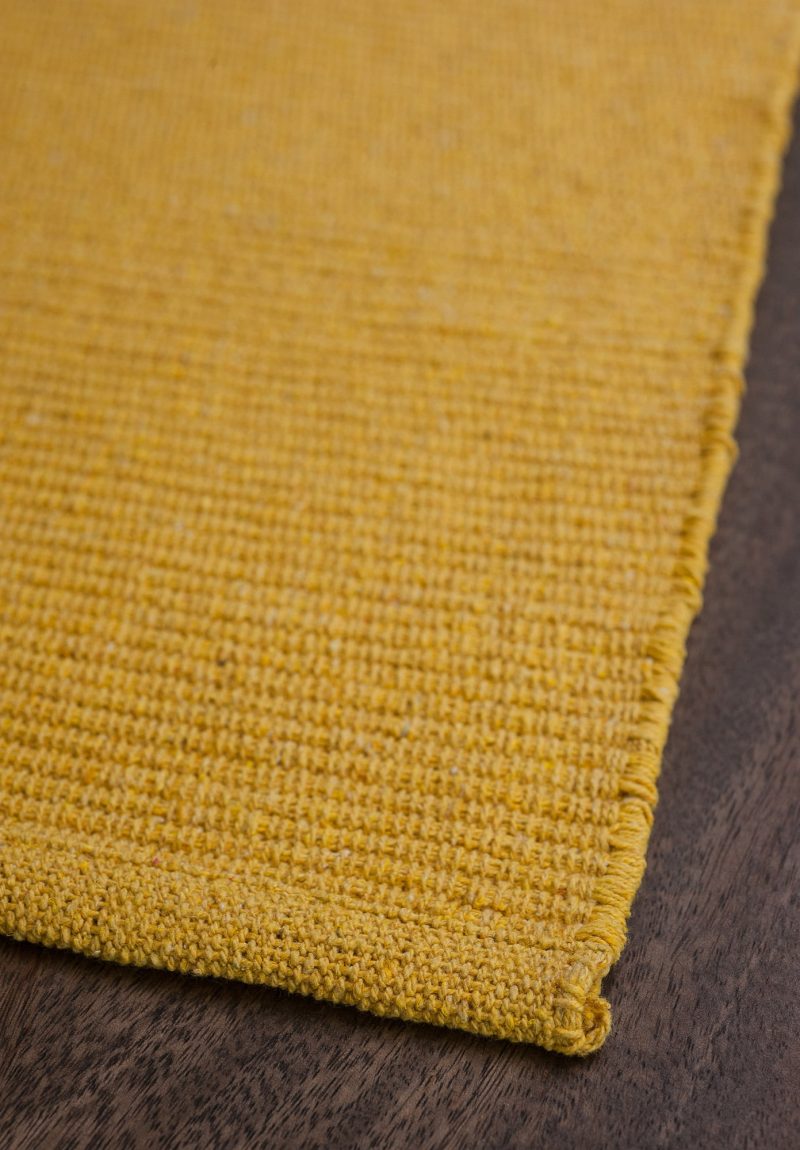 Solid Yellow Flatweave Eco Cotton Rug